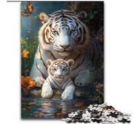 Puzzle Tigre Blanc pour Adultes 1000 Pièces, Séjournez chez Vous, Chaque Pièce Est Unique - Jeu Familial Amusant et Défi (26x38cm)