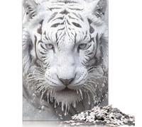 Puzzle Tigre Blanc, Puzzle Amusant en Carton de qualité supérieure pour garçon ou Fille, Cadeaux de Noël, 1000 pièces (75 x 50 cm)