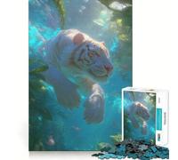 Puzzle Tigre Blanc sous-Marin 1000 Pièces Jeu Amusant Technologie de Découpe Laser Avancée Jouet de Loisirs Intérieurs (38x26cm)