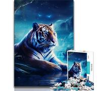 Puzzle Tigre Ciel Étoilé Adulte 1000 Pièces, Jeu Éducatif, Jouet de Défi, Décoration Murale, Cadeaux Uniques d'anniversaire et de Noël (50x75cm)
