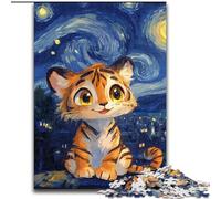 Puzzle Tigre Ciel Nocturne 1000 Pièces pour Ados et Adultes, Jeux Éducatifs, Décoration Maison, Cadeau pour Toute la Famille (50x75cm)