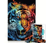 Puzzle Tigre Coloré 1000 Pièces pour Adolescents Jeu de logique et de Stimulation Cognitive Découpe précise 50x75cm