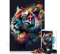 Puzzle Tigre Coloré 1000 Pièces pour Adolescents Jeu de logique et de Stimulation Cognitive Découpe précise 50x75cm