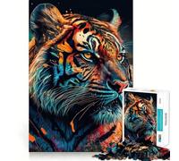 Puzzle Tigre Coloré 1000 Pièces pour Adultes Jeu de logique et de réflexion Découpe précise 38x52cm