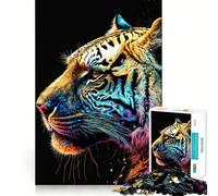 Puzzle Tigre Coloré et Difficile pour Adultes 1000 Pièces Renforce la Mémoire, Soulage Le Stress, Bords Premium, Pièce d'art 50x75cm