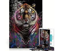 Puzzle Tigre Coloré pour Adolescents 1000 Pièces Améliore la Mémoire Loisirs Maison Bordure Précise Cadeau Exquis 38x52cm