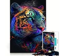 Puzzle Tigre Coloré pour Adolescents 1000 Pièces Jeu Intelligent et Apaisant Découpe Facile 50x75cm