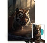 Puzzle Tigre dans Forêt Mystique 1000 Pièces pour Adolescents Jeu de Réflexion et de Détente Design Amusant 50x75cm
