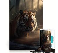 Puzzle Tigre dans Forêt Mystique pour Adolescents 1000 Pièces Stimule la mémoire Anti-Stress Bords Lisses Cadeau de Noël 38x26cm