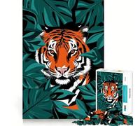 Puzzle Tigre dans la Jungle pour Adolescents, 1000 pièces, Jeu de logique Transparente, Divertissement paisible, découpe Parfaite, Surprise chaleureuse 38x26cm