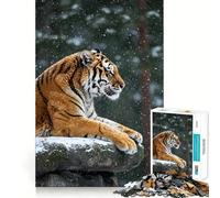 Puzzle Tigre dans la Neige 1000 pièces pour Adolescents, Jeu de réflexion, Plaisir partagé, Bords précis, Cadeau de Noël 50x75cm