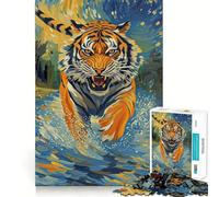 Puzzle Tigre dans l'eau 1000 pièces pour Adolescents, Jeu de réflexion Relaxant et Amusant, 38x52cm