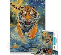 Puzzle Tigre dans l'eau pour Adultes, 1000 pièces, Jeu d'exercice Mental, Relaxation, pour Les fêtes 50x75cm