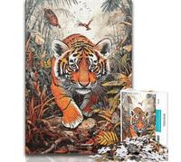 Puzzle Tigre d'automne pour Adultes 1000 Puzzles, Jeu Familial Anti-Stress Défi Difficile Cadeaux Secrets du Père Noël 50x75cm