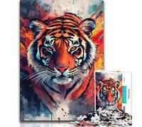 Puzzle Tigre de Dessin animé 1000 pièces pour Adolescents, Jeux éducatifs, décoration d'intérieur, à Offrir en Cadeau à Toute la Famille (38x26cm)