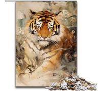 Puzzle Tigre de Style Japonais 1000 pièces pour Adultes, Jeux éducatifs, décoration d'intérieur, Cadeau d'anniversaire, Art Mural (50x75cm)