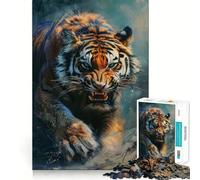 Puzzle Tigre du Bengale en colère 1000 pièces Jeu de développement cognitif Surface Lisse sans bavures Activité relaxante en Groupe à l'intérieur (38x52cm)