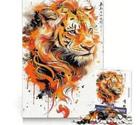 Puzzle Tigre Éclaboussé 1000 pièces pour Adolescents Renforce la mémoire Calme et sérénité Qualité supérieure Cadeau de Noël idéal 38x52cm