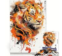 Puzzle Tigre Éclaboussé pour Adultes, 1000 pièces, Jouet Intelligent et apaisant, découpe précise, Objet de Collection 38x26cm