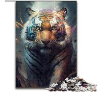 Puzzle Tigre en Bois 1000 pièces : Un Casse-tête Stimulant pour Les Adolescents, idéal pour la décoration intérieure ou comme Cadeau (Taille 50x75cm)