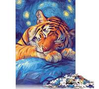 Puzzle Tigre endormi sous Les étoiles, 1 000 pièces, en Bois, pour Adultes, idéal pour Les Exercices cérébraux, Les défis, Les Cadeaux, Les activités familiales, 1 000 pièces (38 x 26 cm)