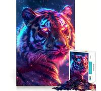 Puzzle Tigre et Animaux de l'espace pour Adultes 1000 Pièces Jeu de Logique Pure Anti-Stress Découpe Précise Article Vœux du Père Noël 38x52cm