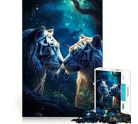 Puzzle Tigre et Tigresse Amoureux pour Adolescents 1000 Pièces Jeu Cognitif Loisirs Silencieux Bordure Premium Cadeau de Noël 38x52cm