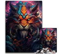 Puzzle Tigre Exotique Peinture Féroce 1000 Pièces Puzzle Puzzles en Bois Jeu Familial Interactif DIY Décoration Maison Casse-tête Cadeau 1000 PCS (38x26cm)