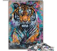 Puzzle Tigre Graffiti pour Adultes et Adolescents, Jeu Éducatif, Jouet, Cadeau d'anniversaire, Décoration Murale (26x38cm)