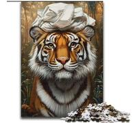 Puzzle Tigre Jouant avec du Papier Toilette pour Adultes 1000 pièces, pour Les 14 Ans et Plus, Jeu de Noël Anti-Stress, Cadeaux pour Femmes 26x38cm