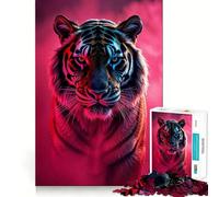Puzzle Tigre Lumière Néon 1000 Pièces pour Adultes Jeu Intelligent et Amusant Découpe Précise Cadeau Artistique 50x75cm