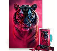 Puzzle Tigre Lumière Néon 1000 Pièces pour Adultes Jeu Intelligent et Amusant Découpe Précise Cadeau Artistique 38x26cm