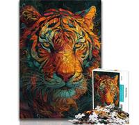 Puzzle Tigre Maléfique pour Adolescents 1000 pièces, Anti-Stress, défi Difficile, idéal pour la décoration de Bureau (38x26cm)