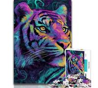 Puzzle Tigre Mystérieux pour Adultes 1000 Pièces, Séjour Tue Le Temps Chaque Pièce Est Unique - Jeu Familial Amusant et Défi 50x75cm