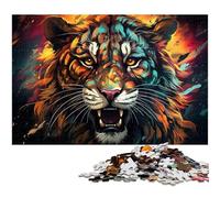 Puzzle Tigre psychédélique coloré 1000 pièces pour Adultes Jeu éducatif défi Cadeau du Père Noël Secret 1000 pièces (38 x 26 cm)