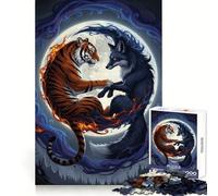 Puzzle Tigre Renard Yin Yang 1000 pièces pour Adultes Jeu de logique et de réflexion Découpe précise 38x26cm
