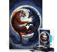 Puzzle Tigre Renard Yin Yang 1000 pièces pour Adultes Jeu de logique et de réflexion Découpe précise 38x26cm