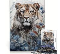 Puzzle Tigre Roi de la Jungle pour Adolescents, 1000 pièces, renforce la mémoire, Anti-Stress, Bords Lisses, Cadeau de Noël 38x26cm