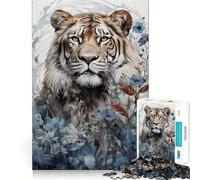 Puzzle Tigre Roi de la Jungle pour Adolescents, 1000 pièces, renforce la mémoire, Anti-Stress, Bords Lisses, Cadeau de Noël 38x26cm