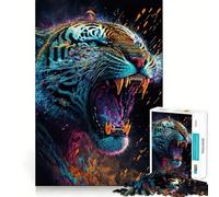 Puzzle Tigre Rugissement Brillant 1000 Pièces pour Adolescents Jeu de Réflexion et de Détente Design Amusant Cadeau Parfait 38x26cm