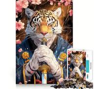 Puzzle Tigre Samouraï avec Katana pour Adultes 1000 Pièces Smart Reason Toy Group Joy Smooth Edge Fine Art Piece 38x26cm