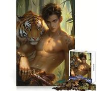 Puzzle Tigre Signe du Zodiaque Chinois pour Adultes 1000 Pièces Smart Reason Toy Group Joy Bordure Lisse Pièce d'art Fine 38x26cm