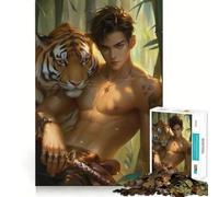 Puzzle Tigre Signe du Zodiaque Chinois pour Adultes 1000 Pièces Smart Reason Toy Group Joy Bordure Lisse Pièce d'art Fine 38x26cm