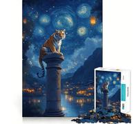 Puzzle Tigre sous Ciel étoilé 1000 pièces pour Adolescents, Jeu de réflexion Amusant et décontracté, Design élégant, Cadeau 38x52cm
