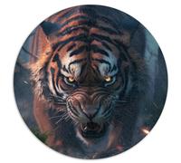 Puzzle Tigres des Marais de Sibérie pour Adultes 1000 pièces Puzzle Rond Cadeau Planche recyclée de qualité supérieure 26,5 x 26,5 Pouces