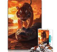 Puzzle Tigres et Crocodiles pour Adolescents, 1000 pièces, Jouet éducatif et décompressant, décoration Parfaite (75x50cm)