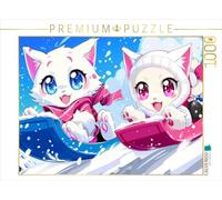 Puzzle · Toboggan | Des chats sympas dans le style de dessin populaire · générés pa… · 1000 pièces · Format assemblé 64 × 48 cm · CALVENDO Puzzle