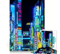 Puzzle Tokyo Japan Night Lights 1000 pièces pour Adolescents, Jeu de réflexion Amusant et décontracté, Design élégant, Cadeau 38x52cm