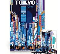 Puzzle Tokyo Japon pour Adolescents 1000 pièces, Jeu de logique Robuste, Anti-Stress, Bords Transparents, Cadeau Classique 38x26cm