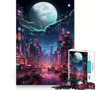 Puzzle Tokyo Moon Night 1000 pièces pour Adultes Jeu intellectuel et Relaxant Découpe de qualité Pièce d'art raffinée 38x26cm